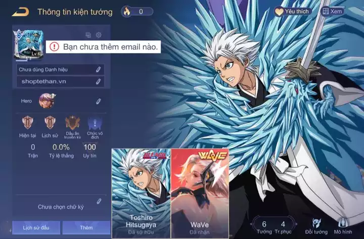 ACC REG LIÊN QUÂN: Bright Toshiro Hitsugaya + Yena wave... free đổi tên, trắng thông tin